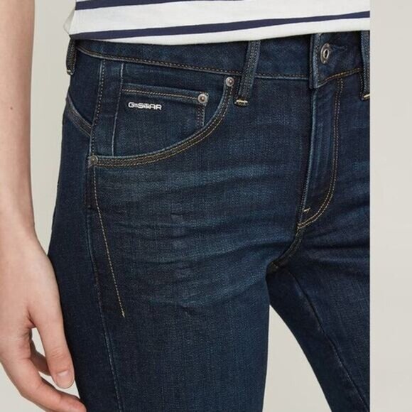 NWT G-STAR RAW Arc 3D Mid Waist Skinny Jeans Sz 24 Dark Aged Blue - Picture 3 of 12